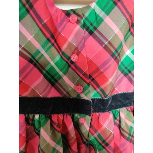 Girls Osh Kosh Red,Green pink plaid sleeveless crinoline twirly dress sz… - Picture 4 of 8